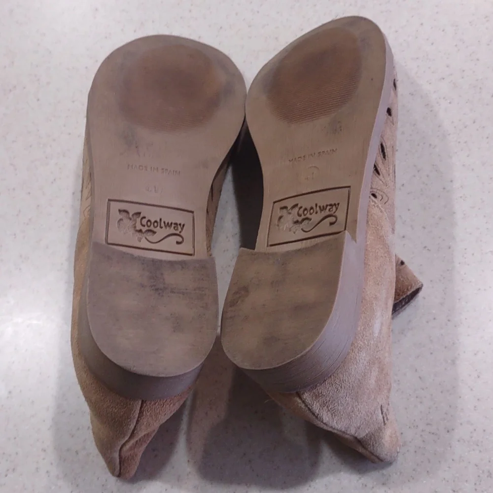 Coolway Tan Nelia Perforated Leather Side Zip Peep Toe Shoes Size 41/US 10 EUC - Picture 12 of 14